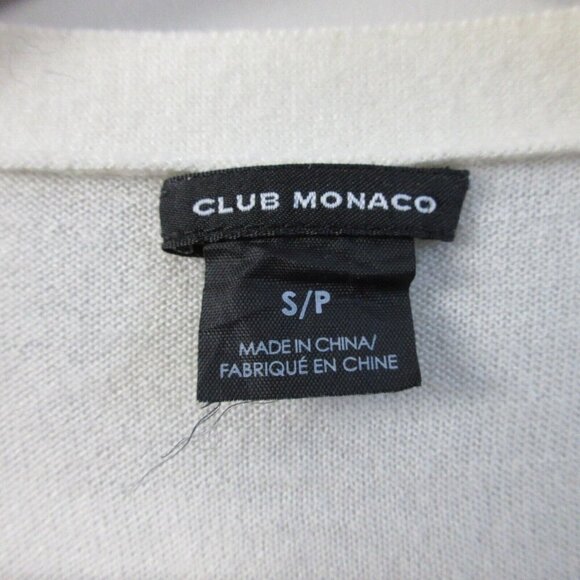 Club Monaco Viscose Blend Cardigan Women S Ivory Button Front Beaded Preppy 134 - Picture 4 of 9